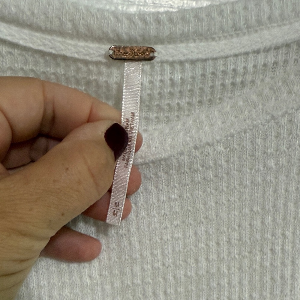 Free People White And Blue Patchwork Sweater - image 4